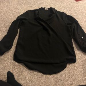 Black Cross Front Blouse
